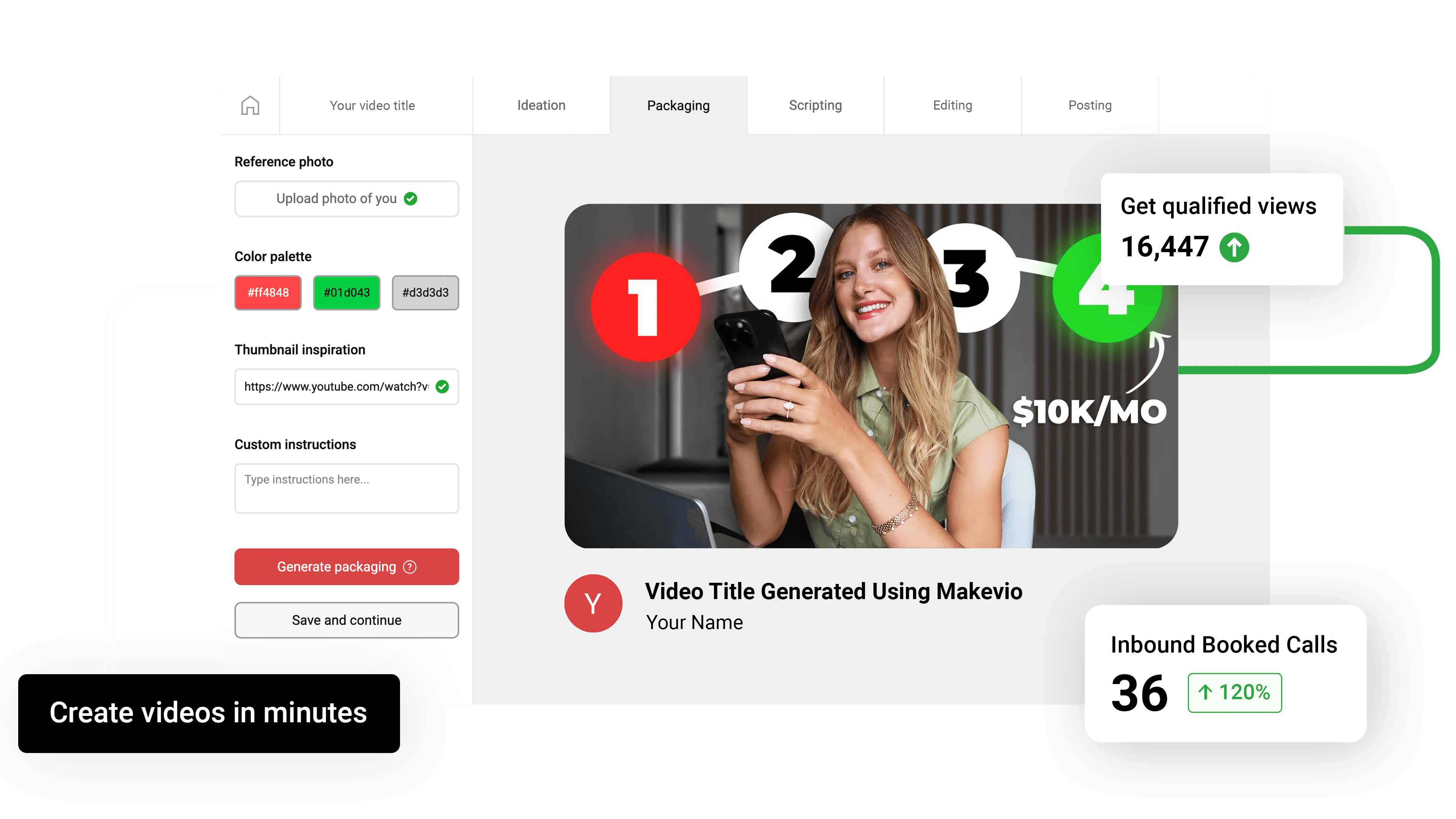 The Makevio app generating a YouTube video